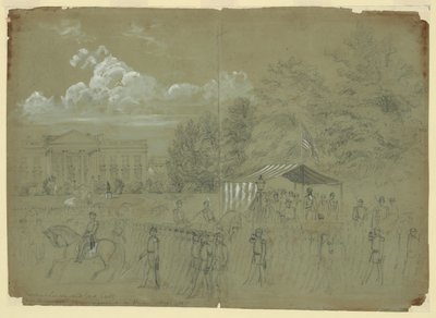 President Lincoln and General Scott Reviewing 3 Years Regiment on Penn Ave. 1861 by Alfred Rudolph Waud
